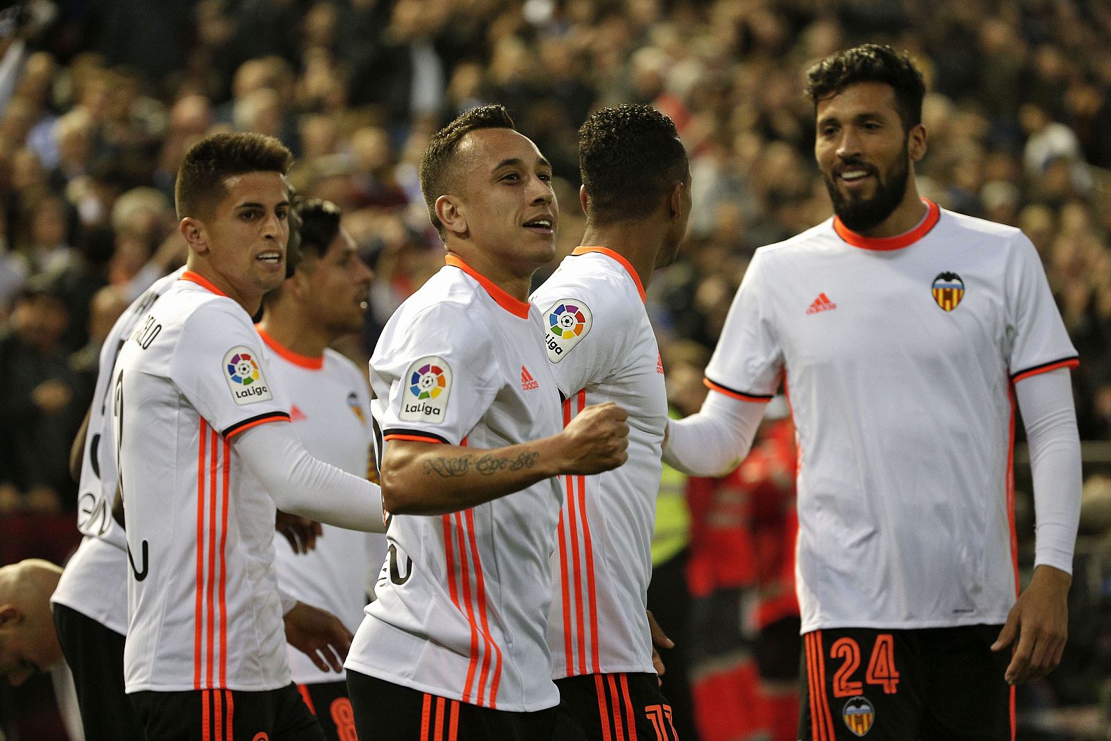 Orellana celebra su gol ante el Real Madrid.