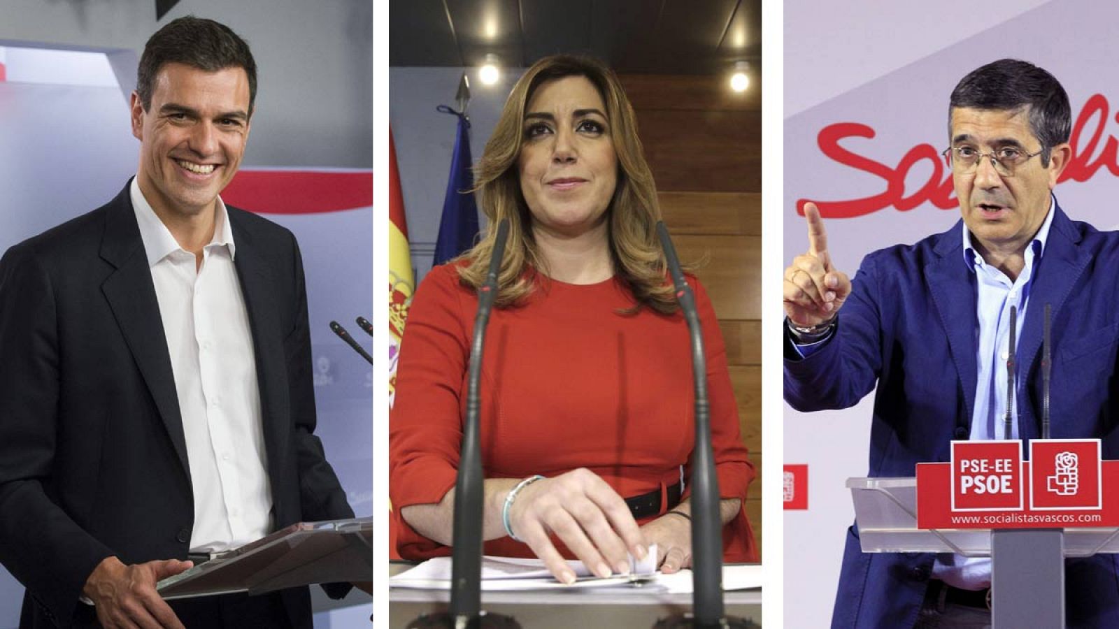 Pedro Sánchez, Susana Díaz y Patxi López.