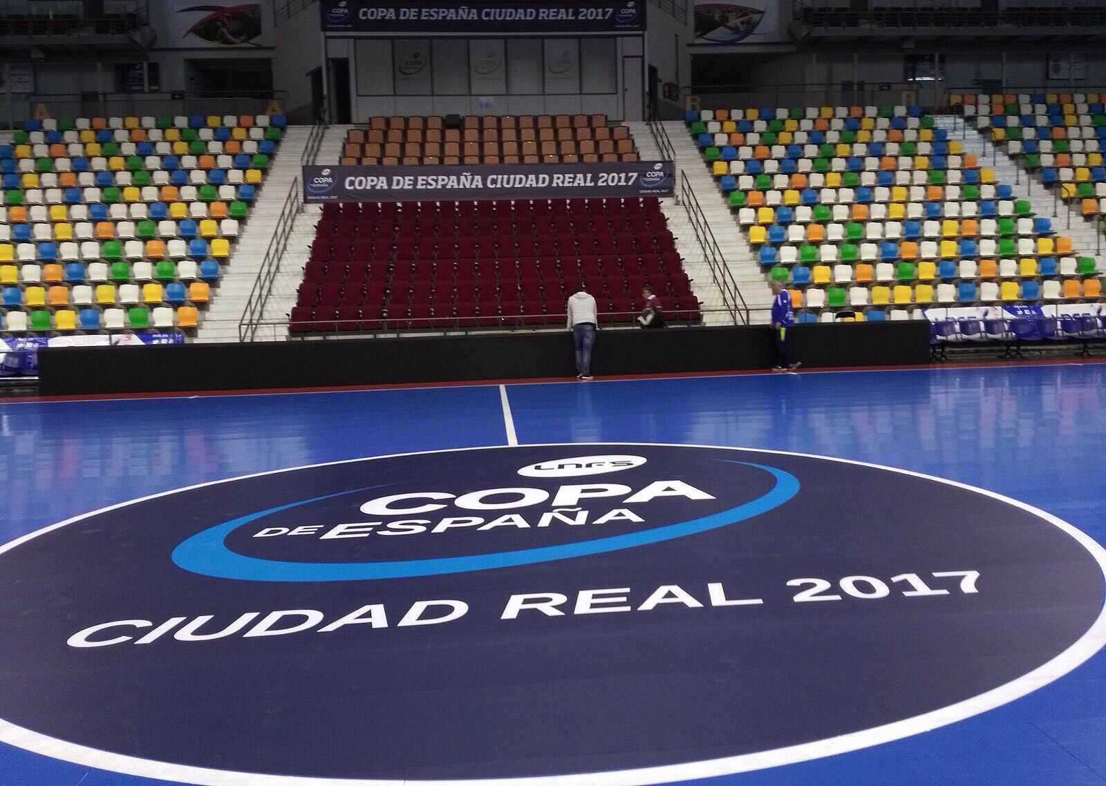 Imagen de los preparativos que se llevan a cabo en el Quijote Arena con motivo de la Copa.