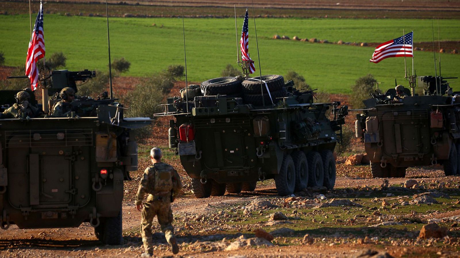 Convoy de fuerzas de EE.Uu. en Yalanli, cerca de la ciudad siria de Manbij