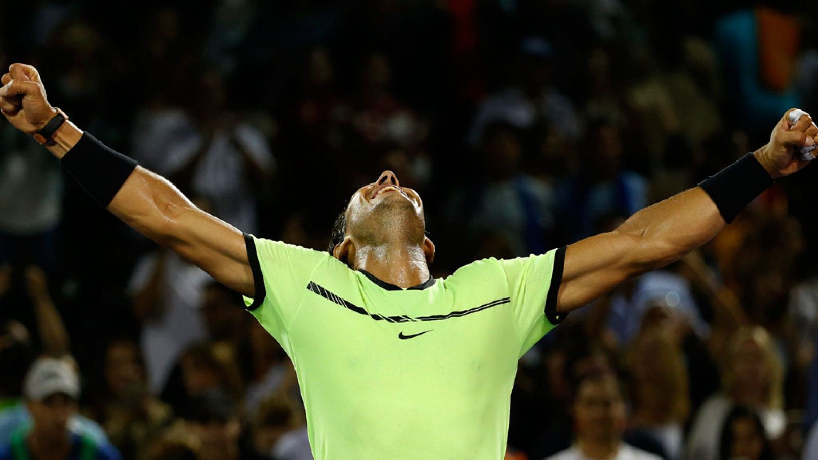 Rafa Nadal celebra su pase a las semifinales del Masters 1000 de Miami.