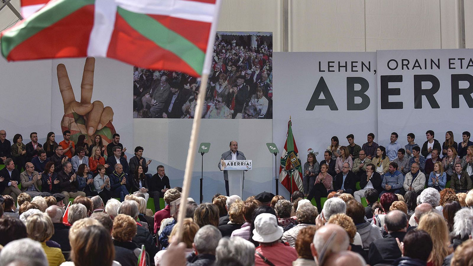 El presidente del PNV, Andoni Ortuzar, participa en un acto en Bilbao con motivo del Aberri Eguna (Día de la patria vasca)