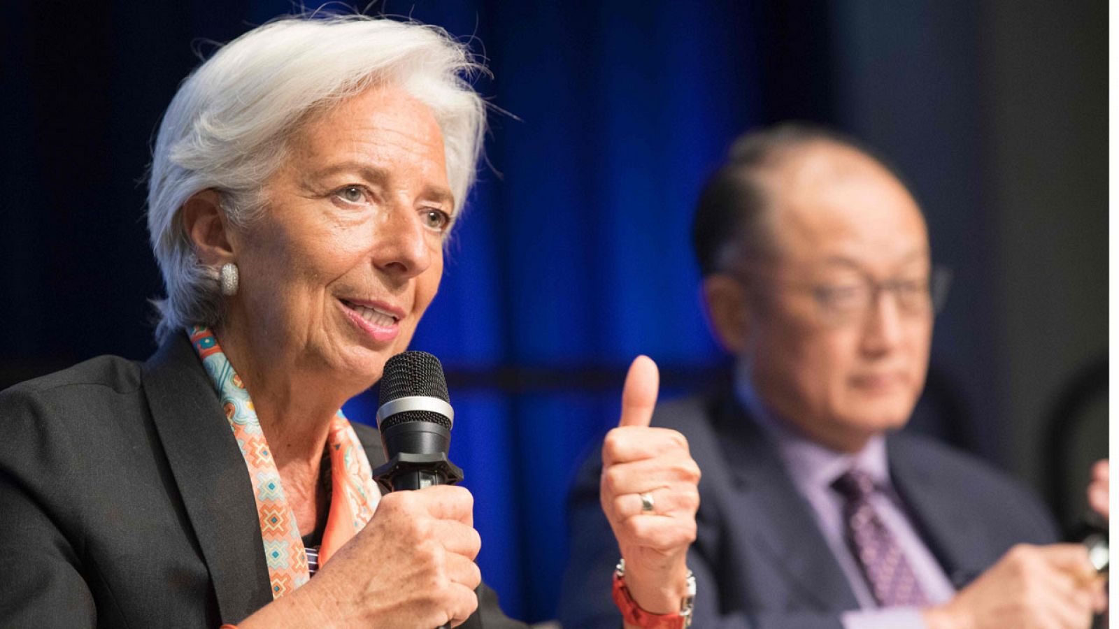 La directora del FMI, Christine Lagarde, durante un encuentro parte de las reuniones de primavera del FMI y el BM.