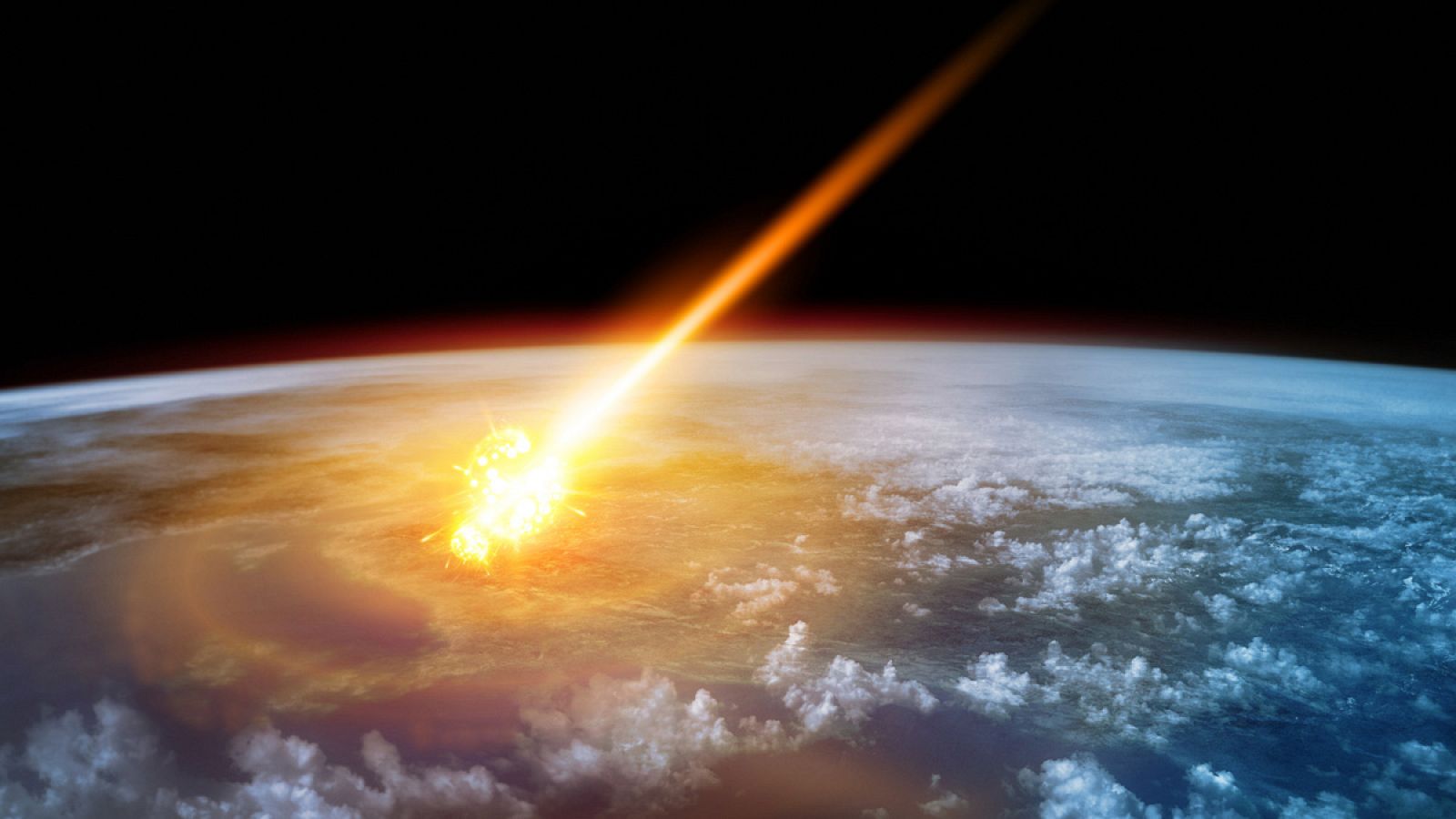Recreación de la caída de un asteroide en la Tierra