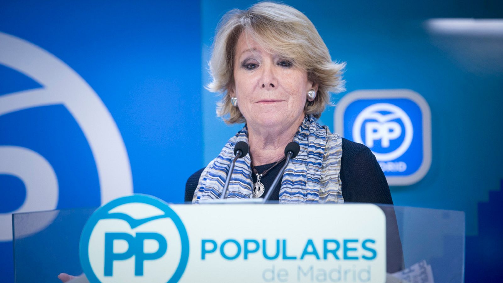 Imagen de archivo de Esperanza Aguirre tomada el 14 de febrero de 2016 cuando presentó su dimisión como presidenta del PP de Madrid