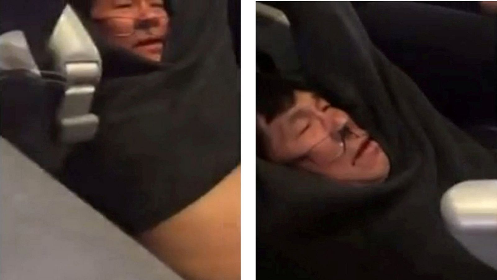 Capturas de la grabación de la expulsión de David Dao del vuelo de United Airlines.