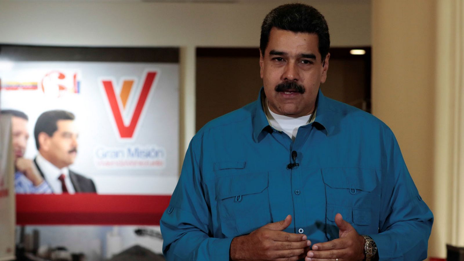 El presidente de Venezuela durante su discurso en el programa semanal "Los Domingos con Maduro" emitido el 30 de abril de 2017.