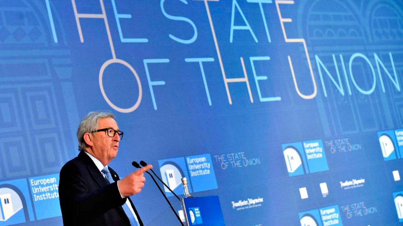 El presidente de la Comisión Europea, Jean Claude Juncker, durante la conferencia que ha pronunciado en Florencia