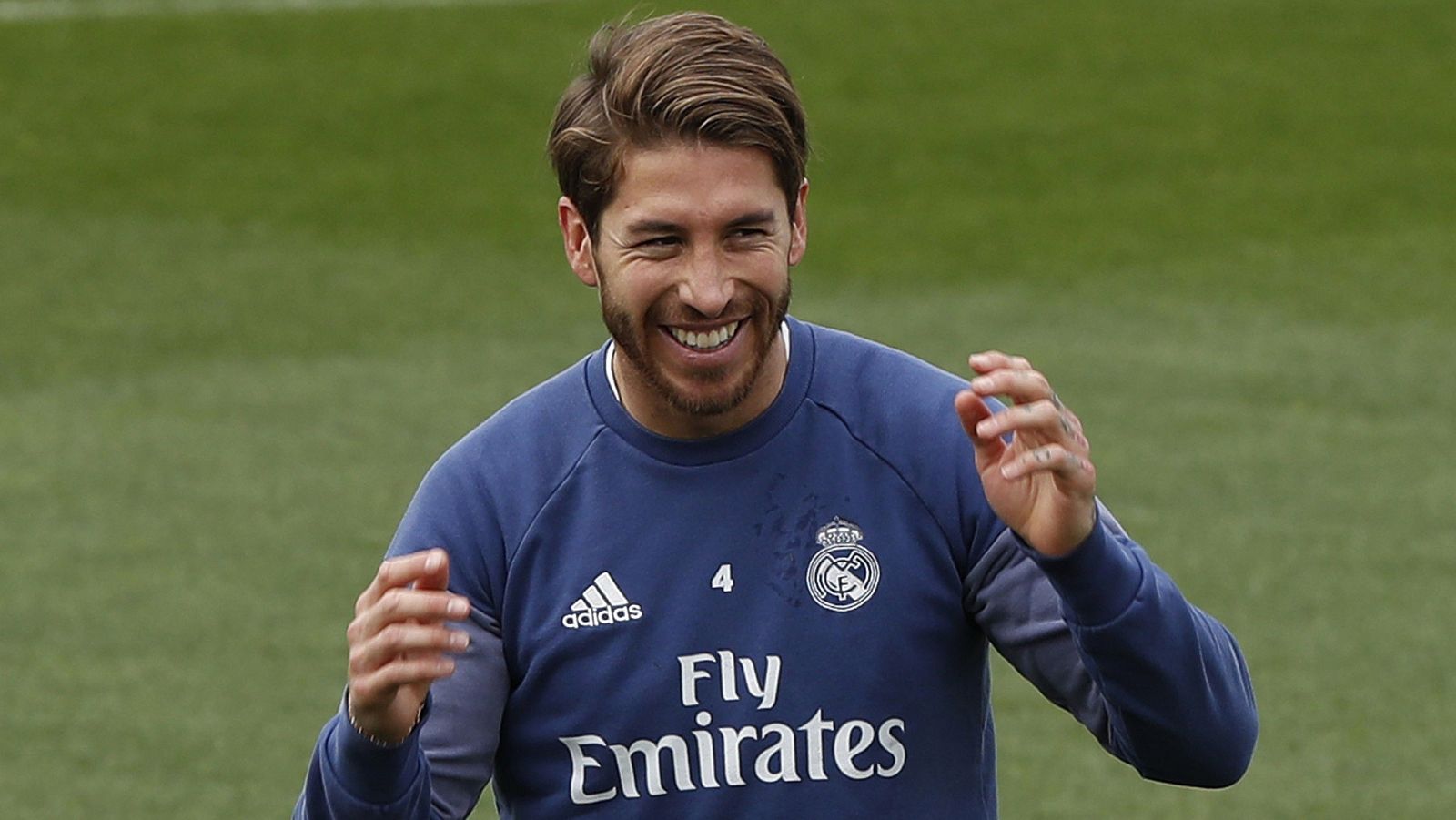 Sergio Ramos, en un entrenamiento del Real Madrid