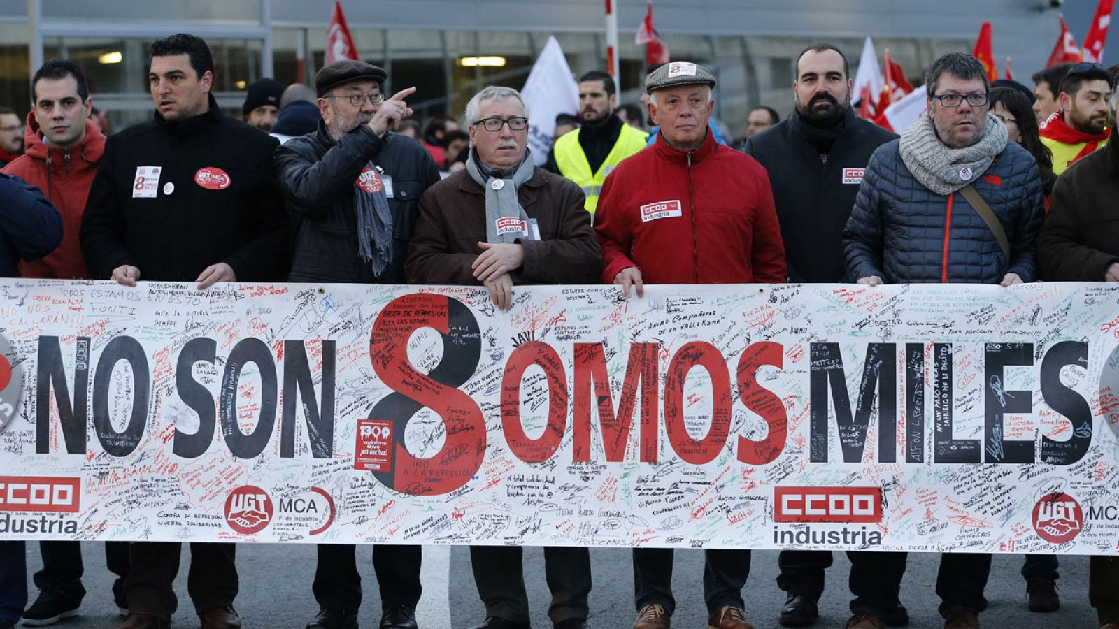 Manifestación a favor de los sindicalistas de Airbus juzgados por la huelga general de 2010