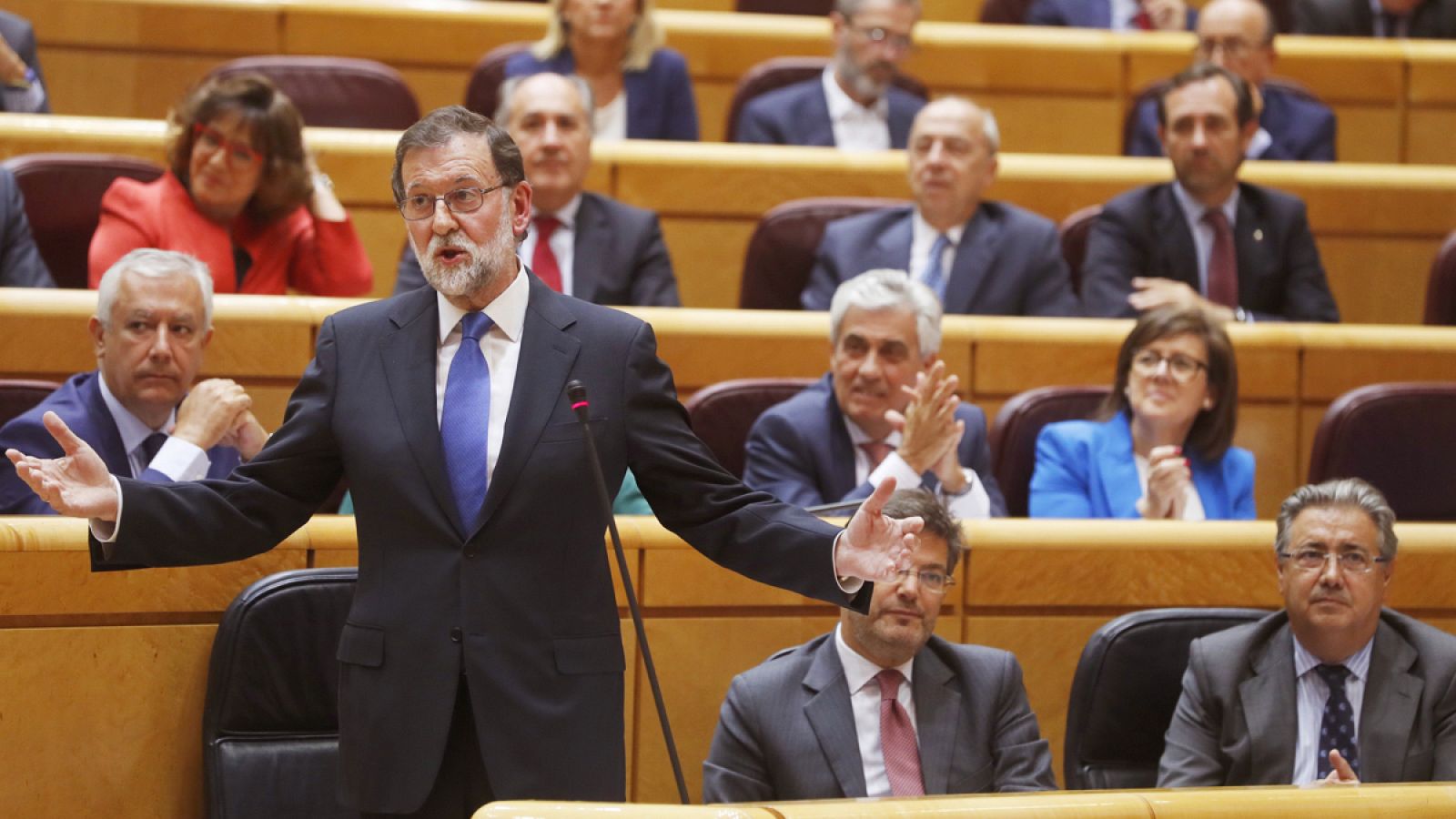 El presidente del Gobierno, Mariano Rajoy, en el Senado