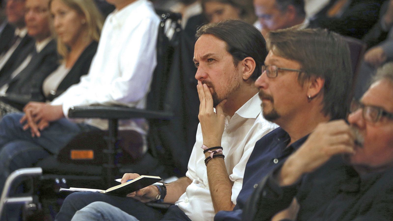 Iglesias en la conferencia en Madrid de Puigdemont