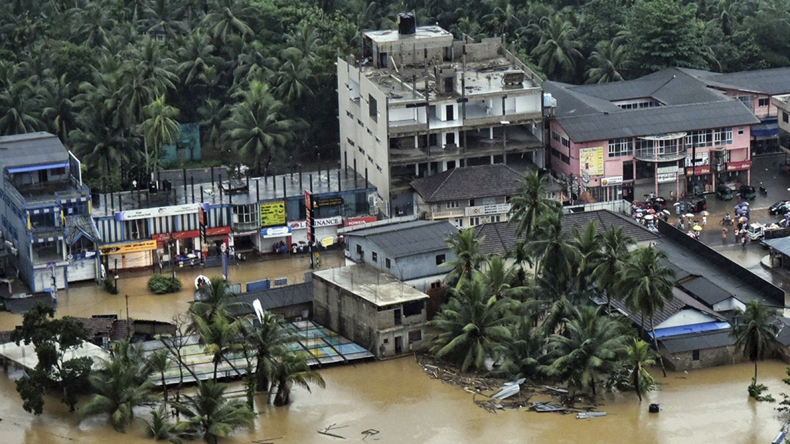 Vista aérea de una zona inundada en Agalawatte (Sri Lanka)