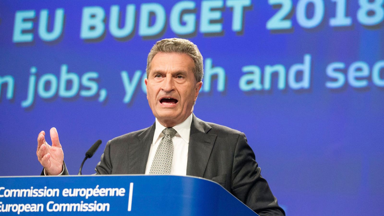 El comisario europeo de Presupuesto, Günther Oettinger
