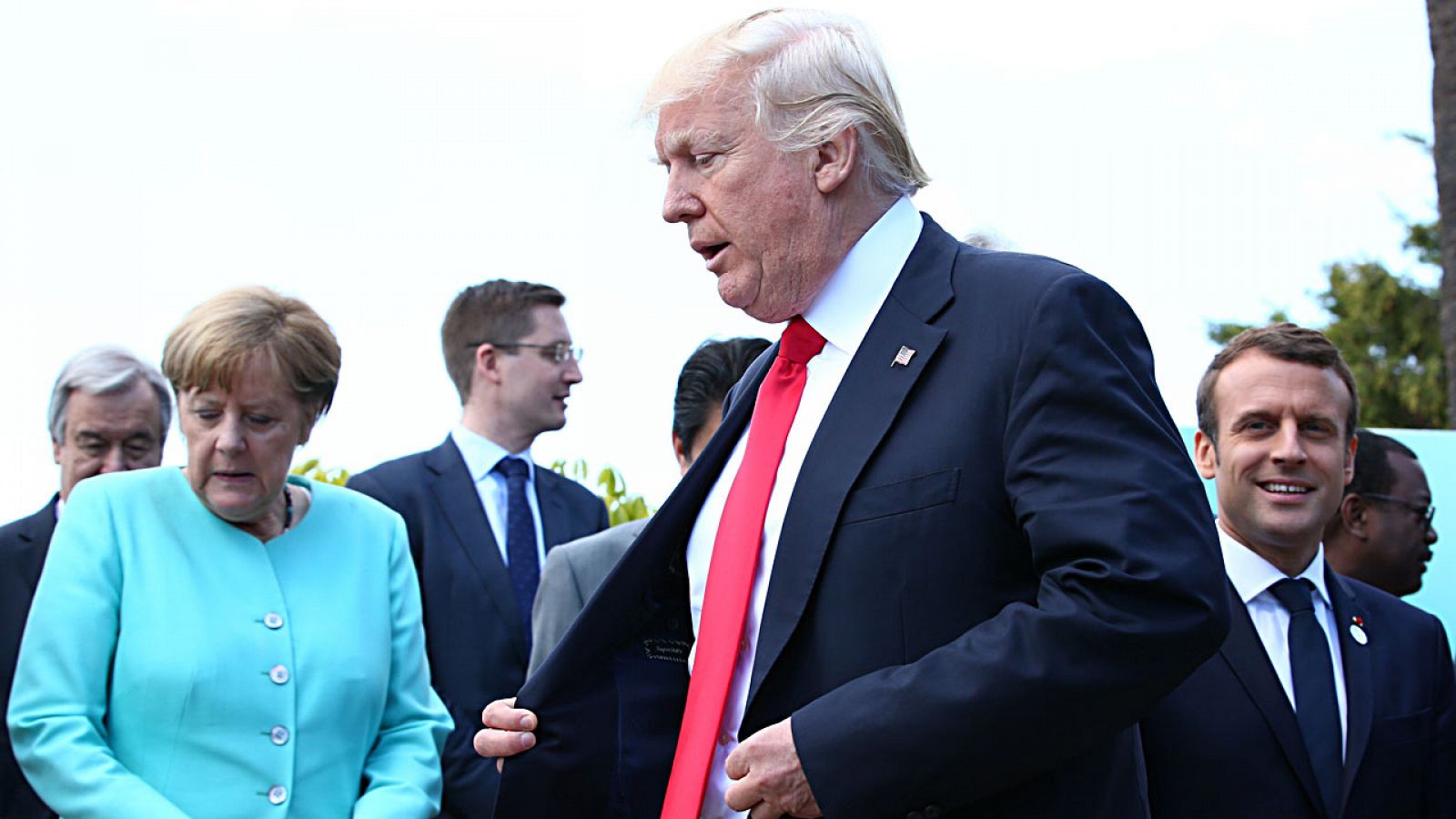 Merkel, Trump y Macron en la última cumbre del G7