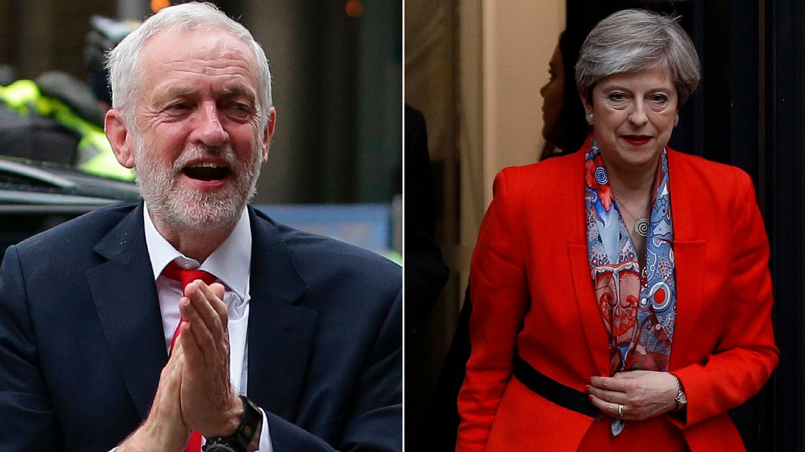 Imagen de Jeremy Corbyn y Theresa May, tras las elecciones en Reino Unido