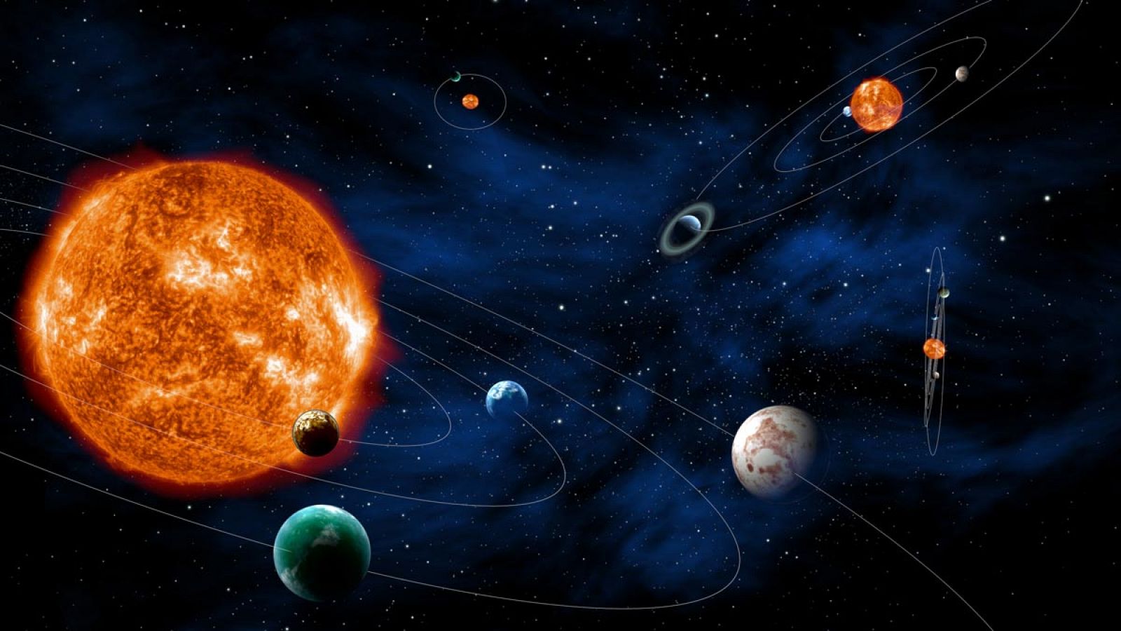 Representación artística de sistemas exoplanetarios.