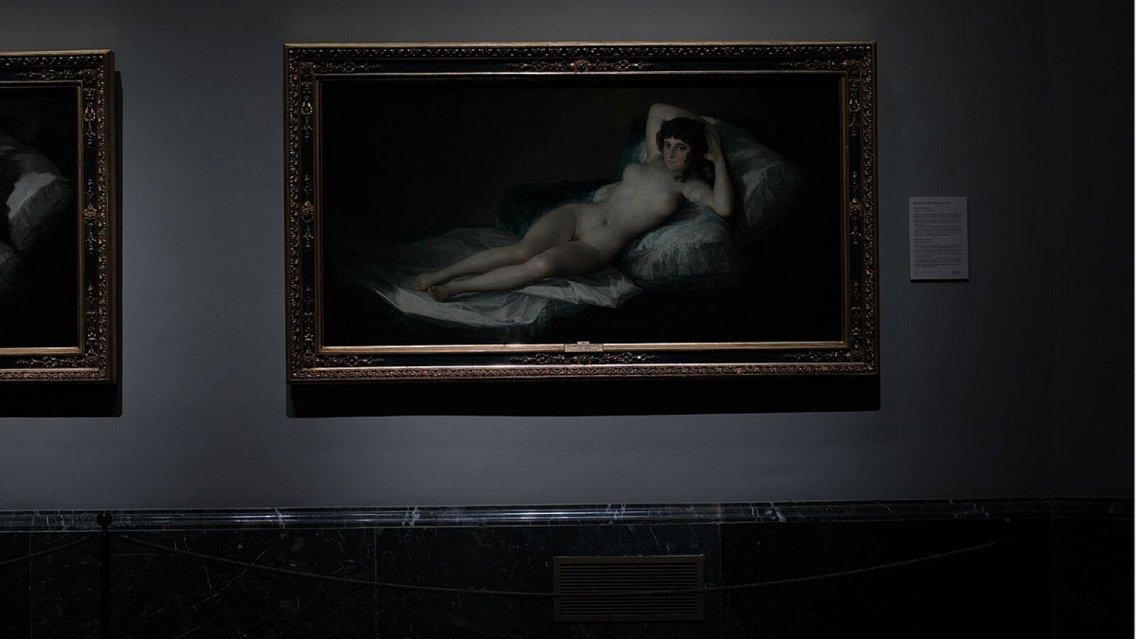 Imagen nocturna de 'La Maja desnuda', Francisco de Goya, Museo Nacional del Prado, Madrid .