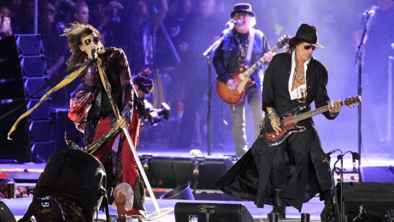 El grupo estadounidense Aerosmith durante el concierto que han ofrecido este jueves, 29 de junio de 2017, en el auditorio Miguel Rios de Rivas Vaciamadrid.