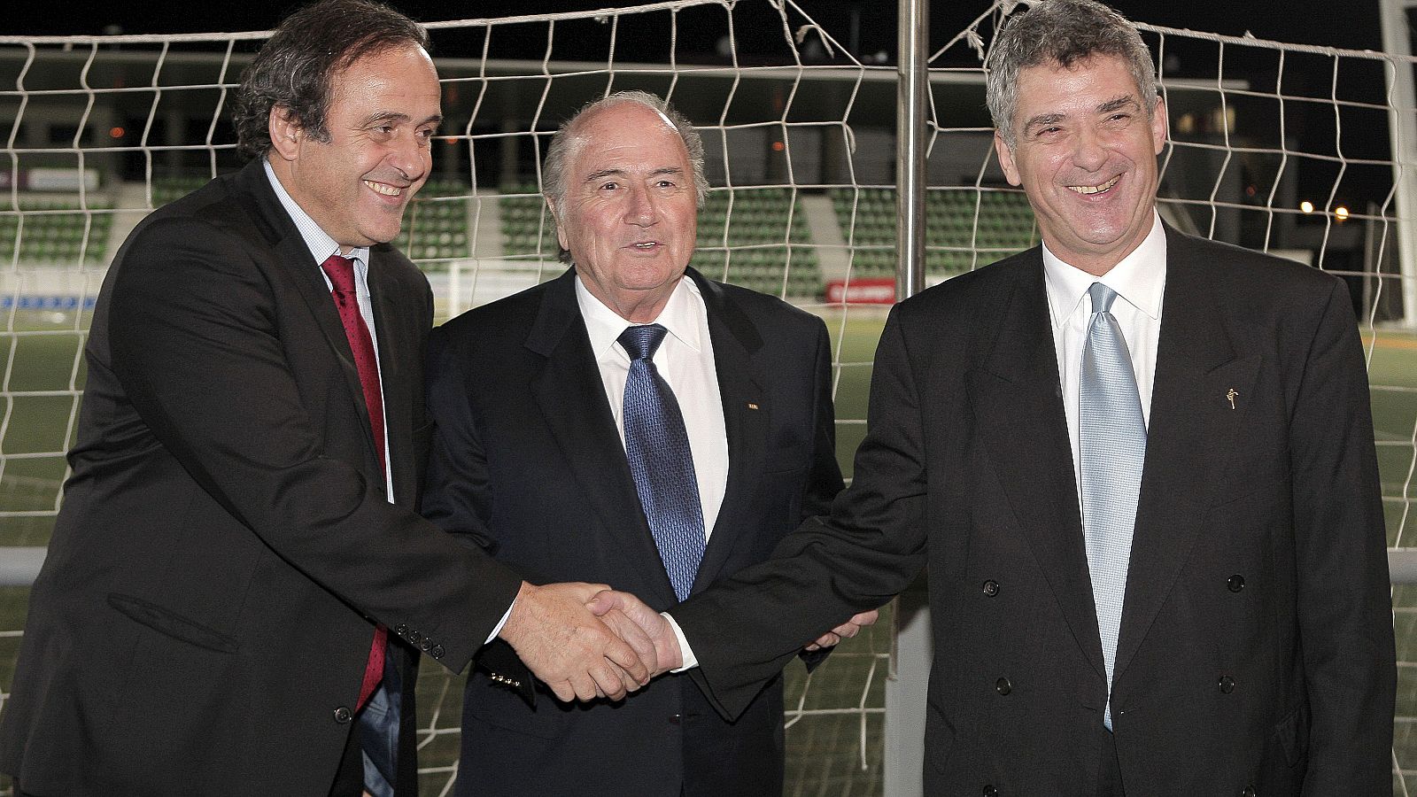 Platini y Blatter, junto a Villar en los actos del Centenario de la RFEF, en 2009.