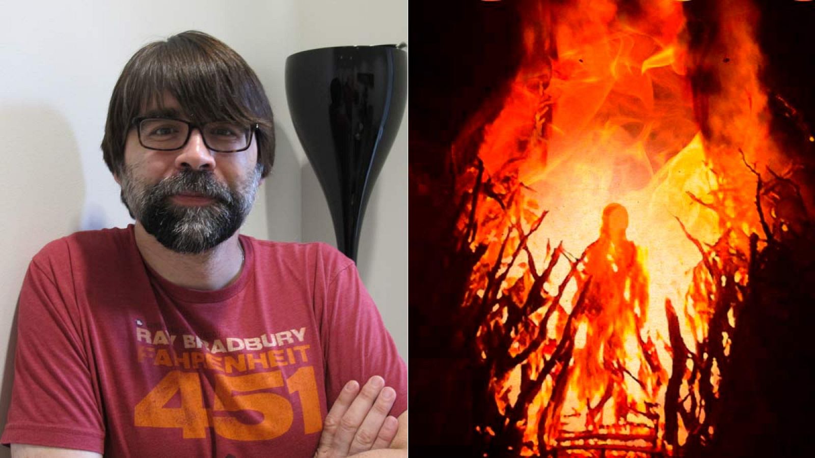 Joe Hill y fragmento de la portada de 'Fuego'