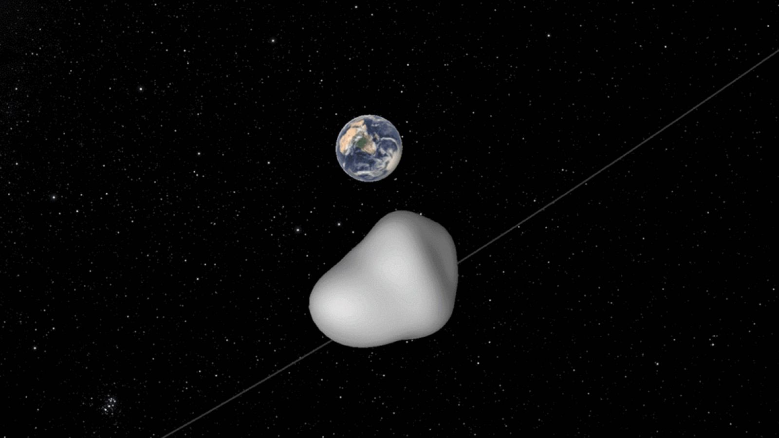 Ilustración de la aproximación de un asteroide a la Tierra