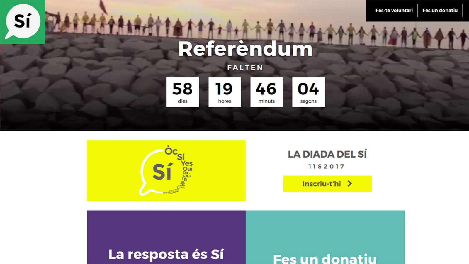 'webdelsi.cat', sitio oficial de los partidarios del 'sí' en el referéndum independentista del 1-O.