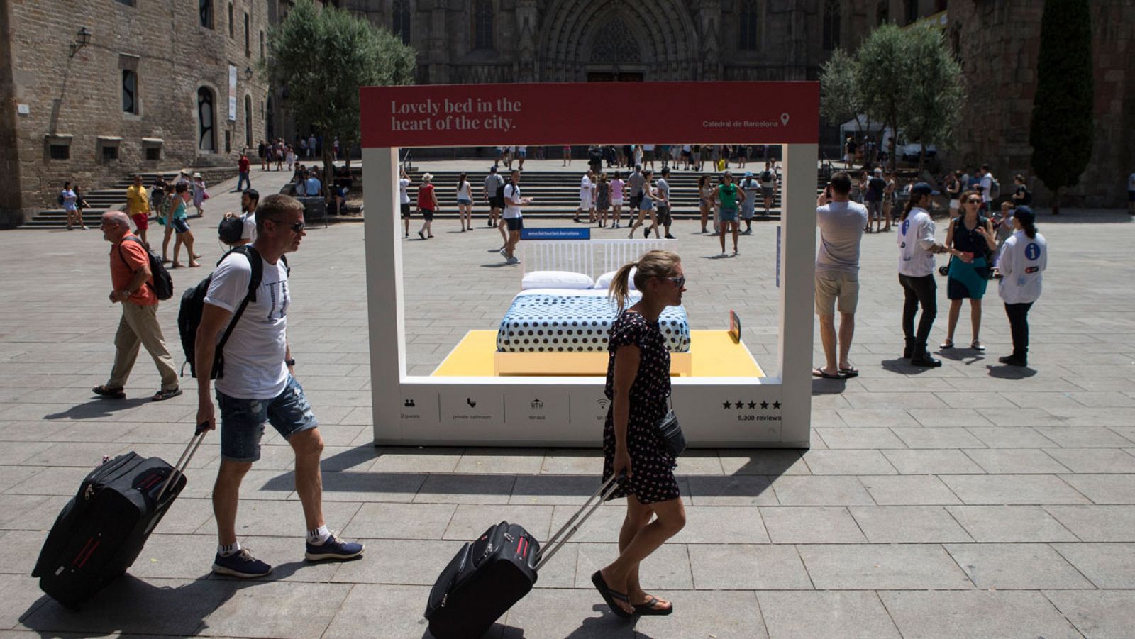 Campaña del Ayuntamiento de Barcelona para concienciar a los turistas sobre los alquileres ilegales