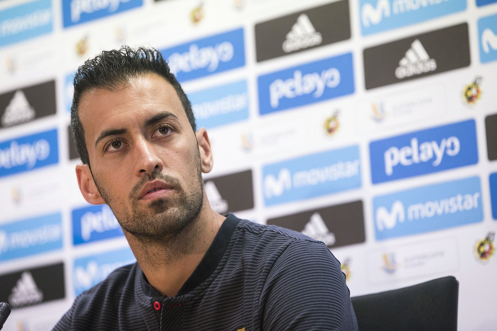 Busquets, durante la rueda de prensa previa a la vuelta de la Supercopa