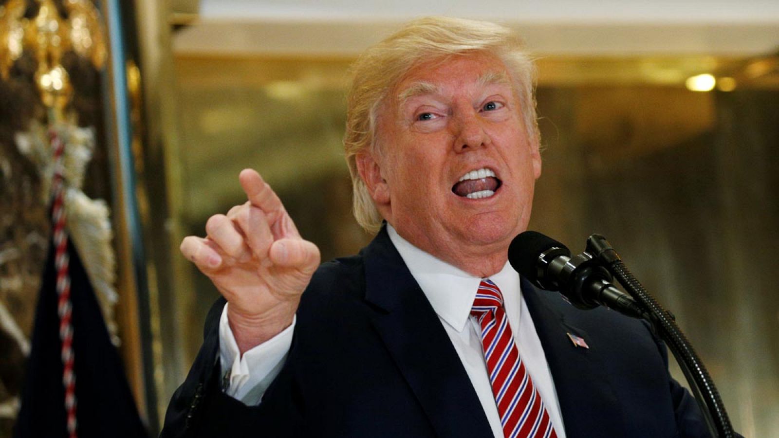 El presidente de EE.UU., Donald Trump, durante la conferencia de prensa en Nueva York.