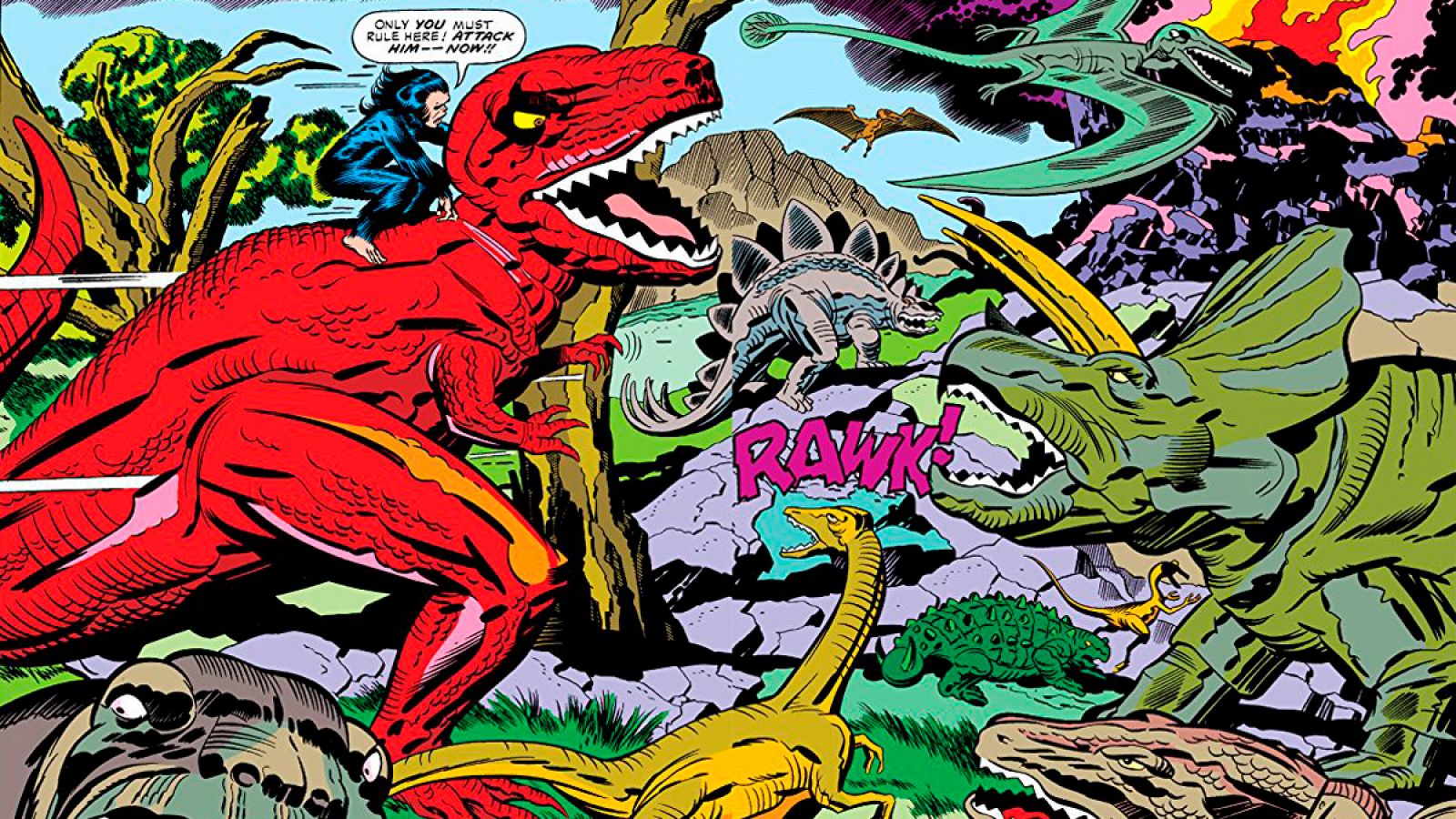 Viñeta de 'Dinosaurio diabólico', de Jack Kirby