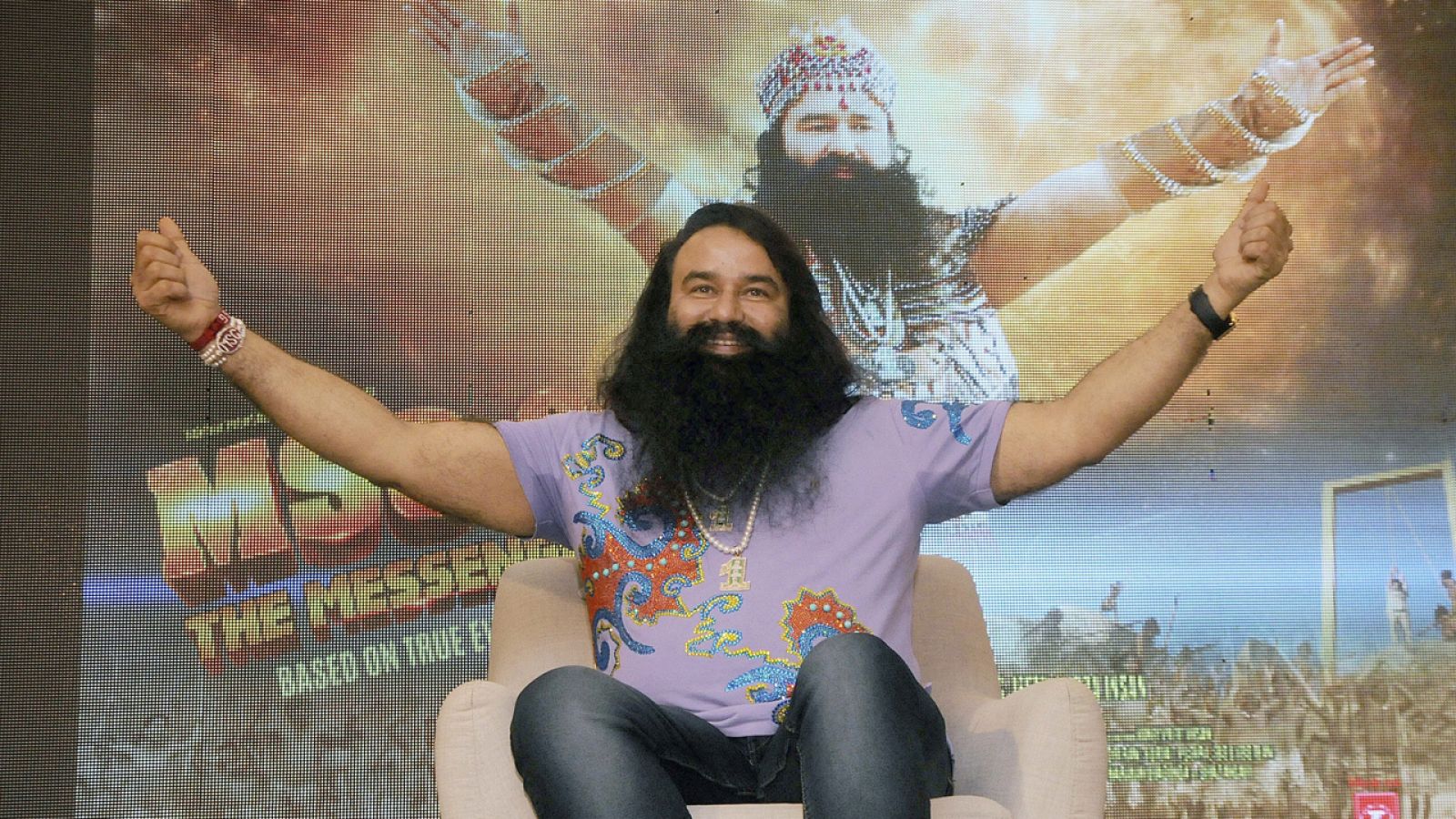 Fotografía de archivo del Gurú indio Gurmeet Ram Rahim Singh