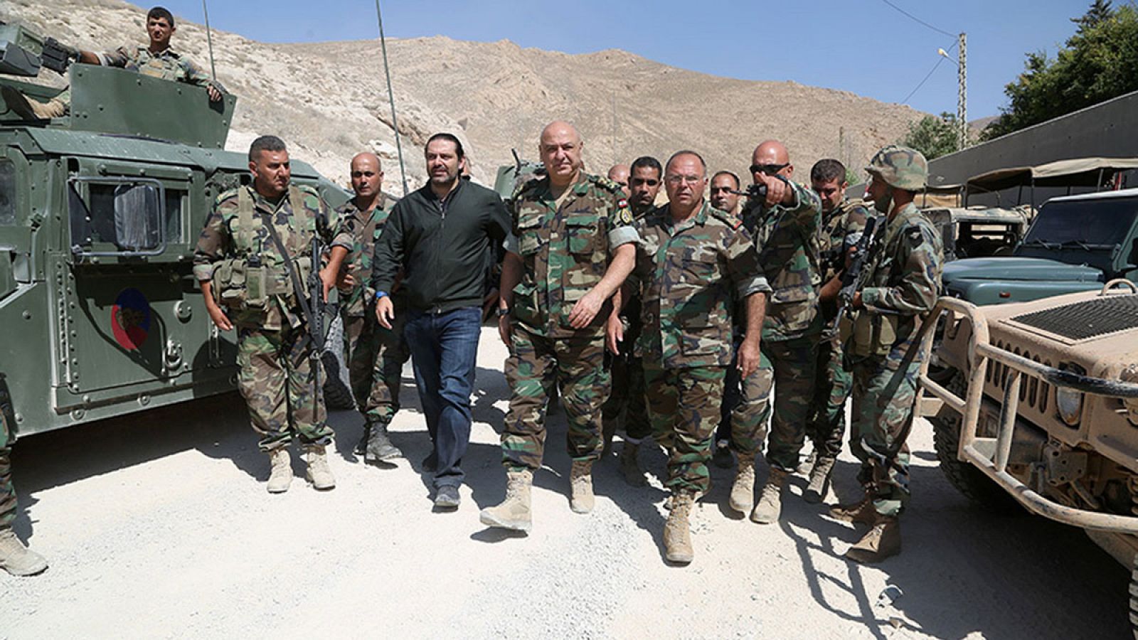 El primer ministro libanés, Saad Hariri, visita a las tropas el pasado 23 de agosto