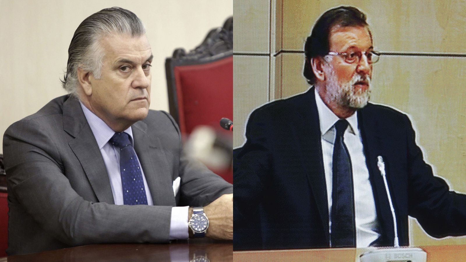 Bárcenas y Rajoy, en sendas comparencias judiciales. (Composición con fotografías de Efe)