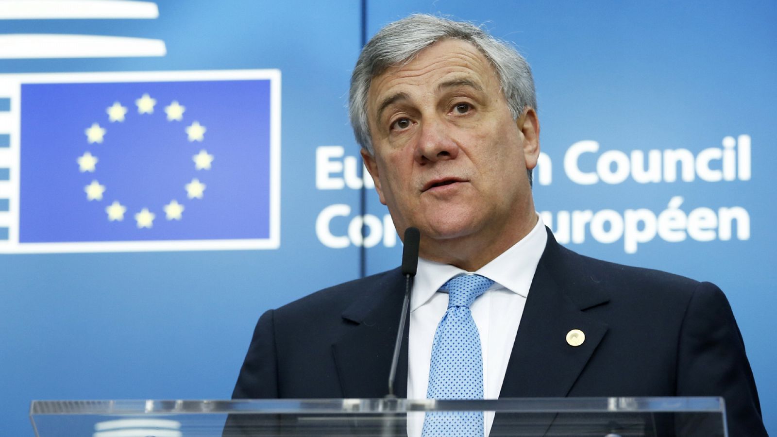El presidente del Parlamento Europeo Antonio Tajani fotografiado en Bruselas