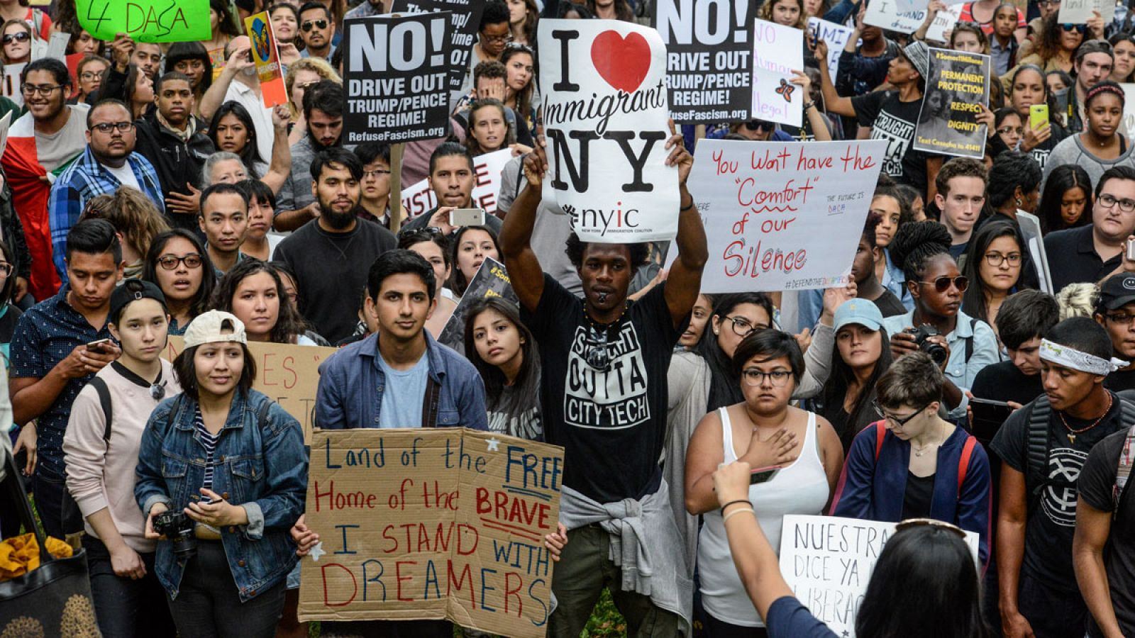 Imagen de la manifestación celebrada el sábado 9 de septiembre de 2017 en Nueva York contra la rescisión del programa DACA anunciada por el Gobierno de EE.UU.