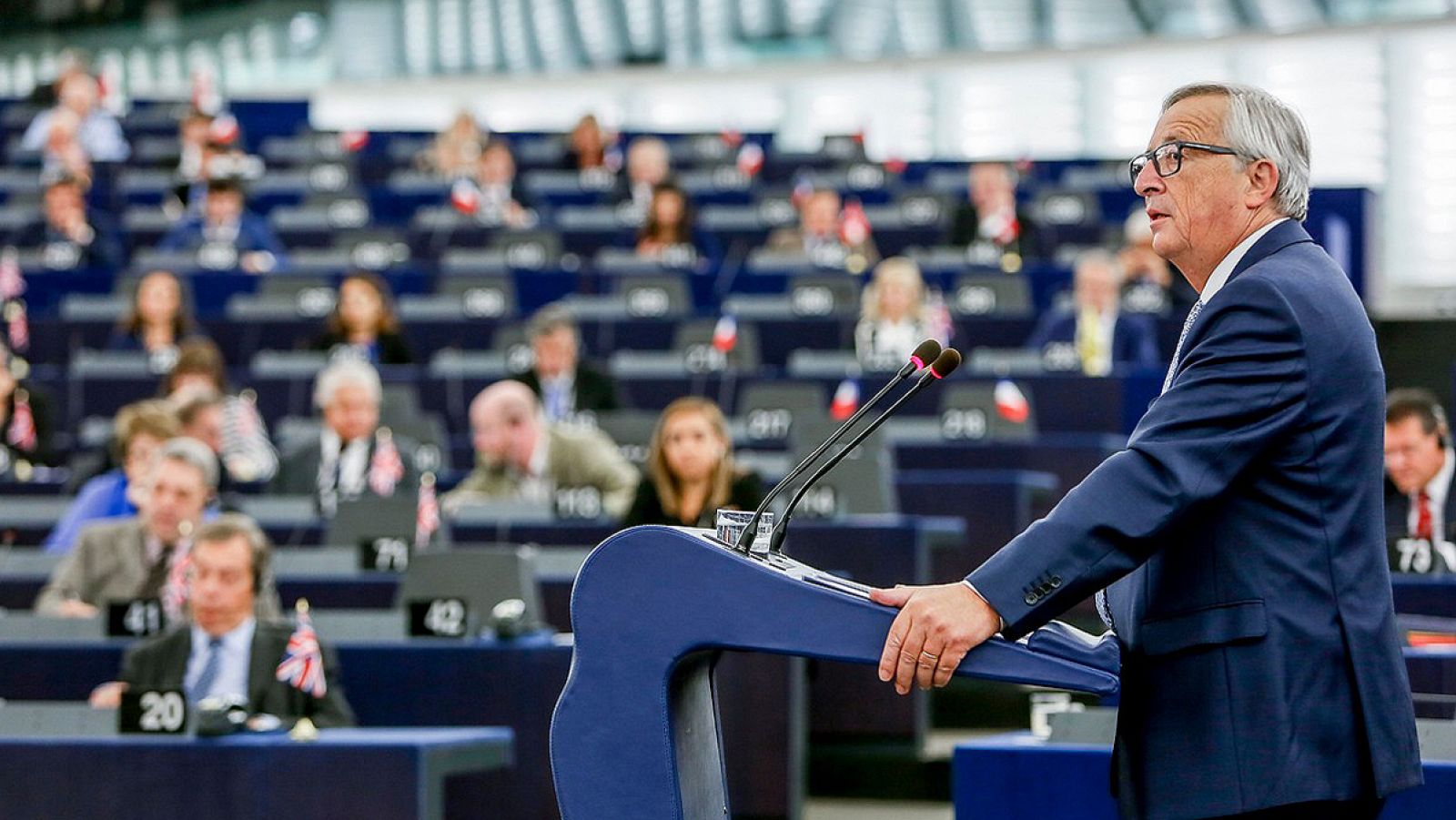 El presidente de la Comisión Europea, Jean-Claude Juncker, preside el debate del estado de la Unión en Eurocámara en Estrasburgo