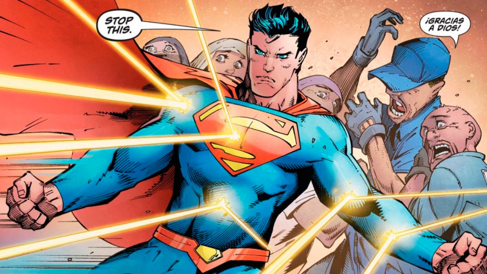 Superman detiene detiene las balas dirigidas a hispanos y mujeres con velo