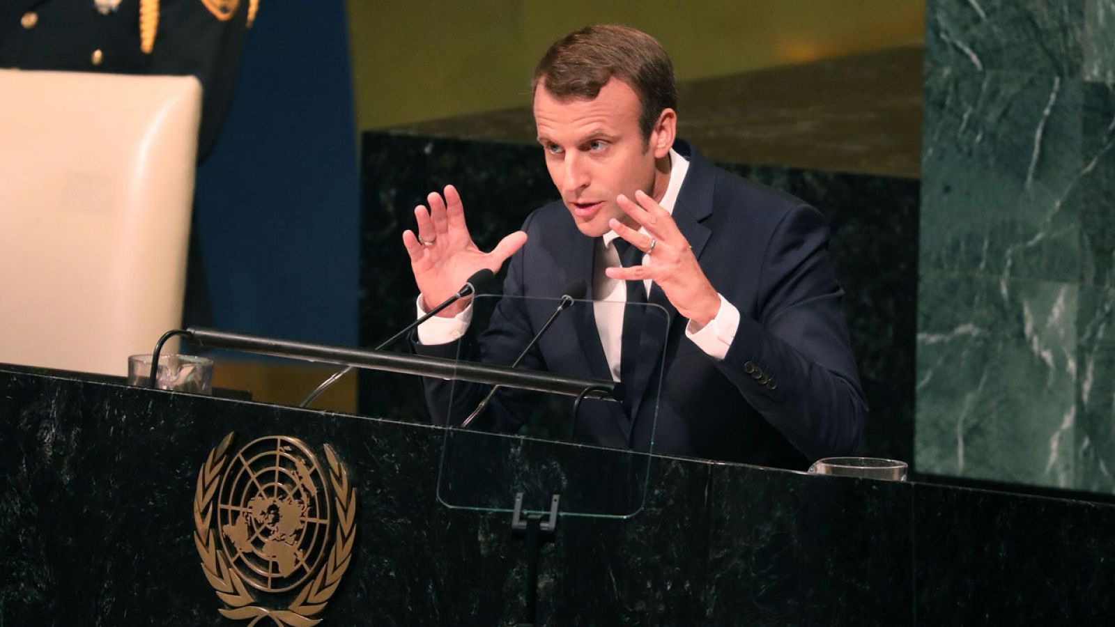 Macron durante la Asamblea General de la ONU en Nueva York
