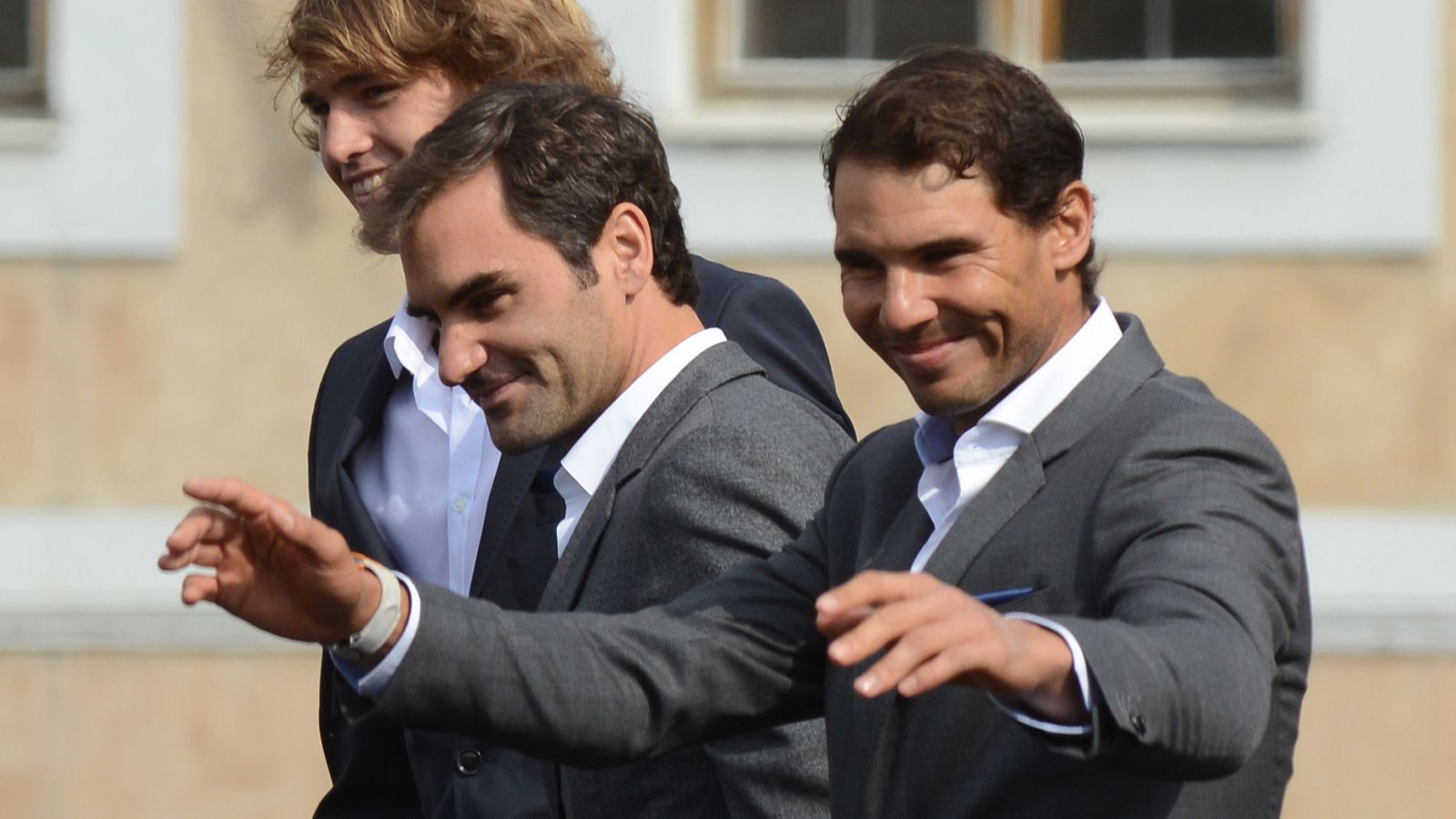 Roger Federer y Rafa Nadal, en la presentación de la Copa Laver en Praga.