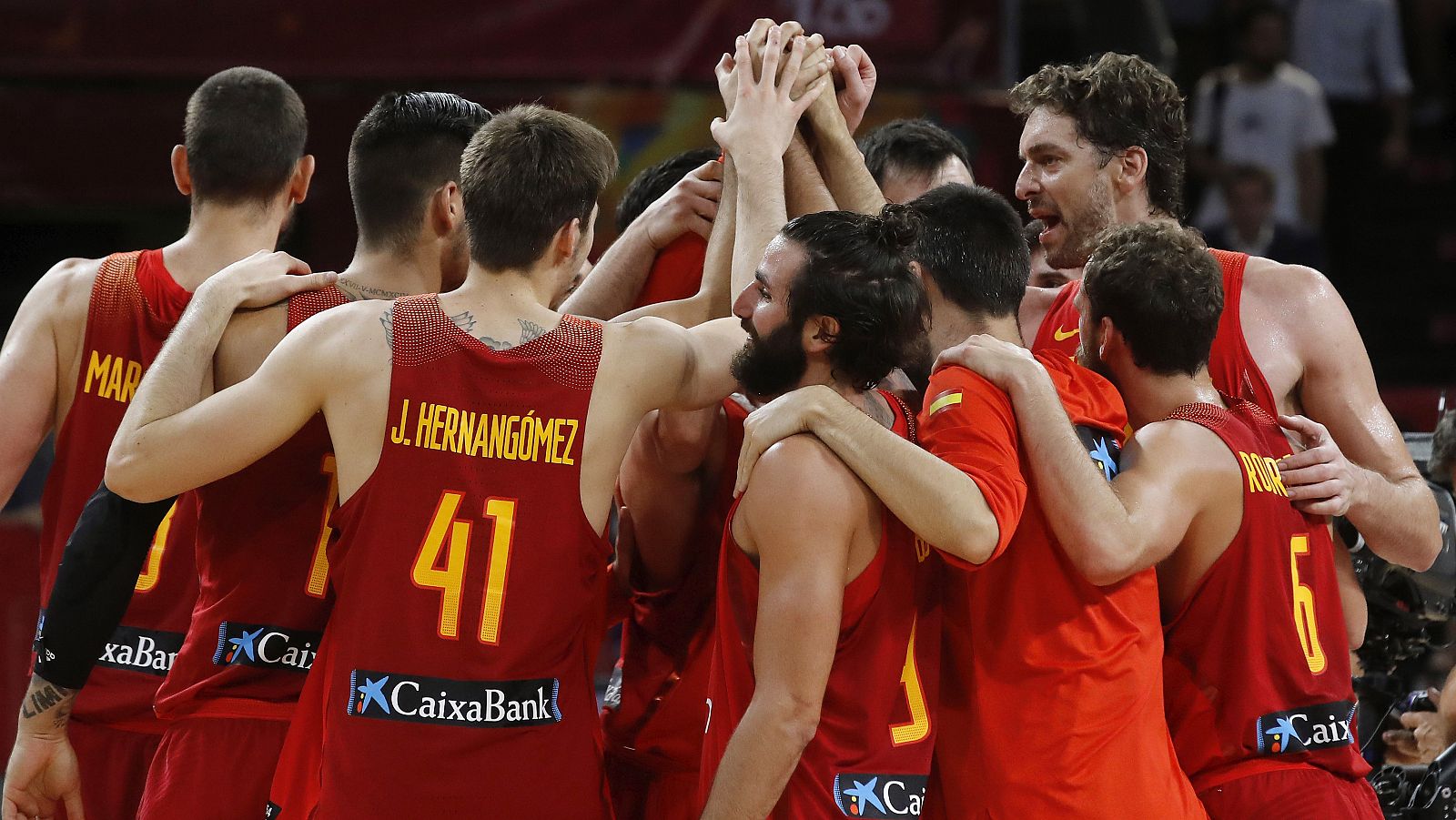 Los jugadores de la selección española, en el pasado Eurobasket.