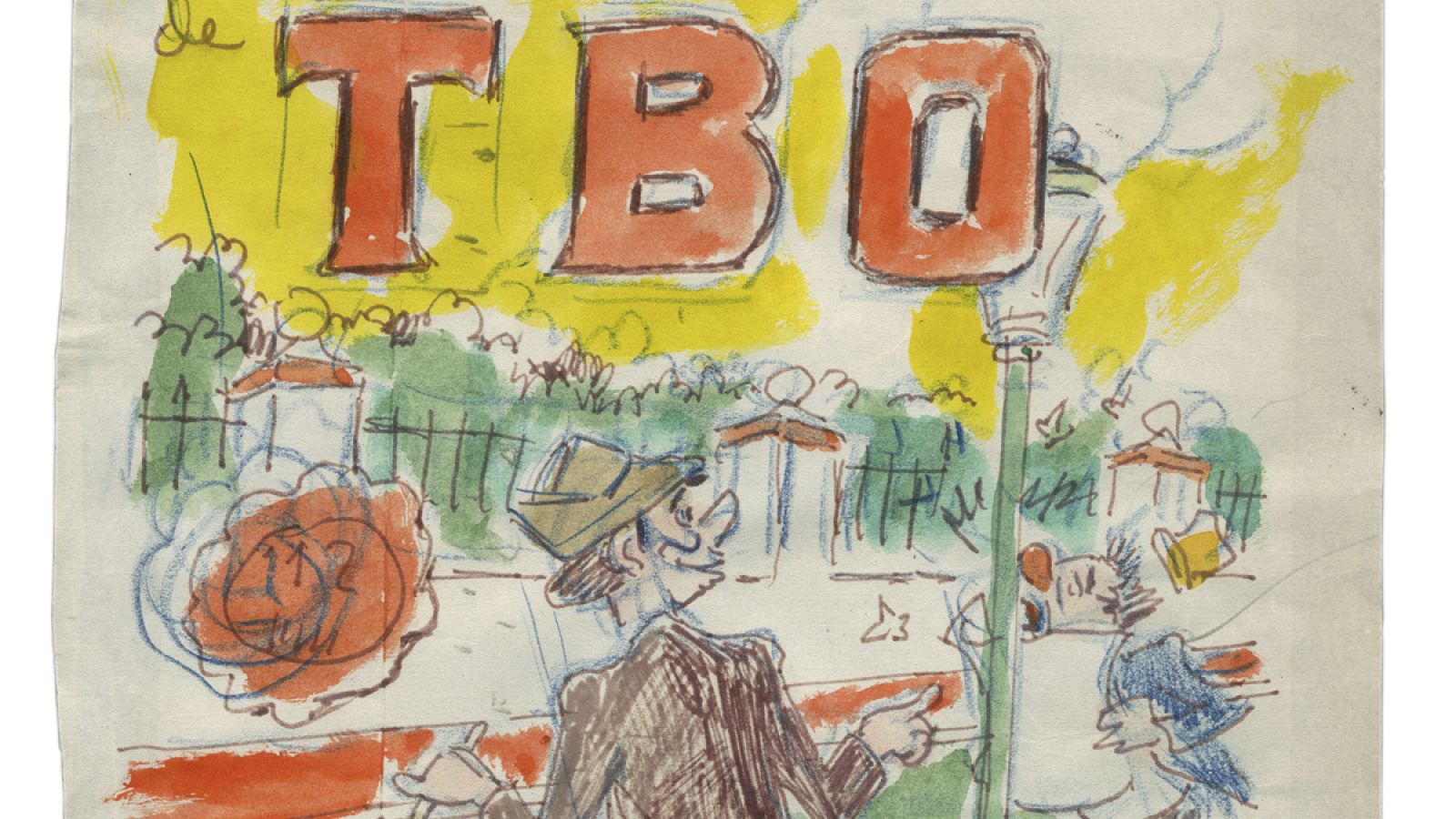 Fragmento del boceto de una portada del 'TBO'