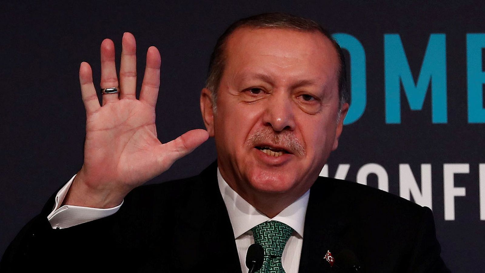 El presidente turco, Recep Tayyip Erdogan, durante una conferencia en Estambul