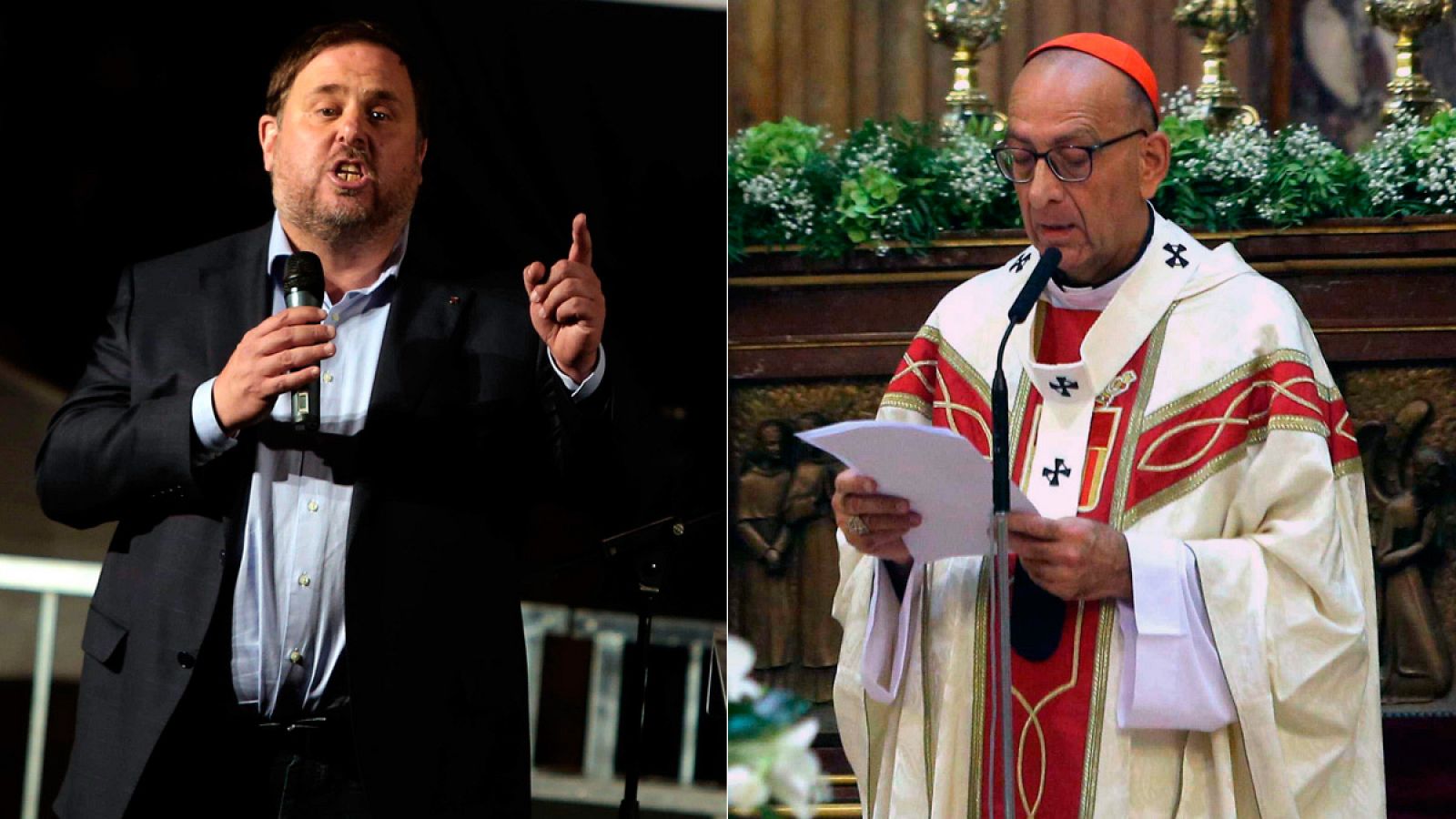 El vicepresidente de la Generalitat, Oriol Junqueras, y el cardenal arzobispo de Madrid, Juan José Omella