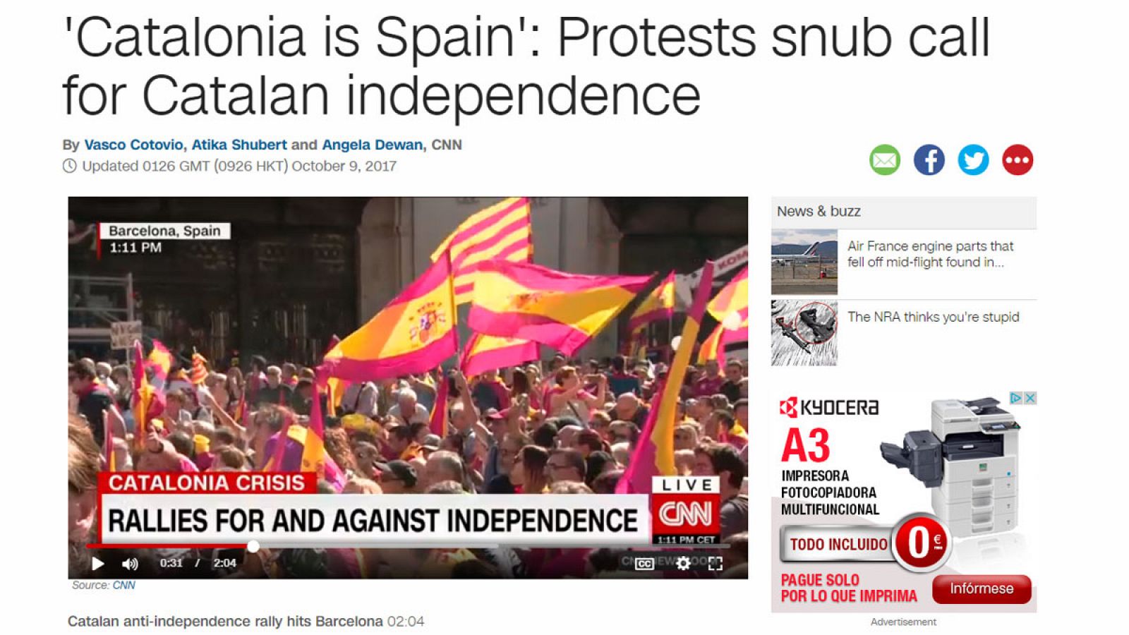 La CNN destaca que "Cataluña es España"