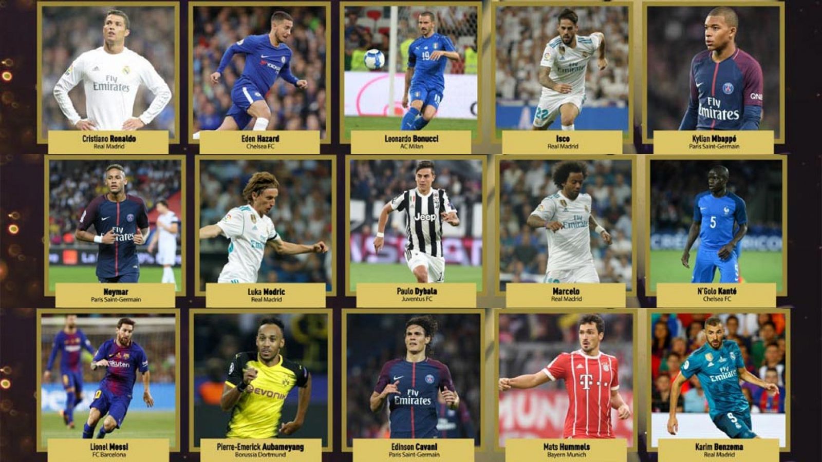 France Football ha publicado la lista de los 30 candidatos al Balón de Oro.