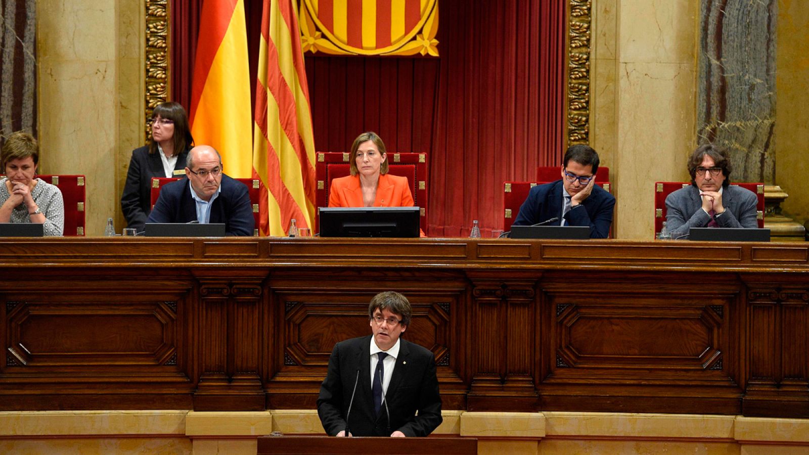 Carles Puigdemont, en su intervención ante el Parlament de Cataluña