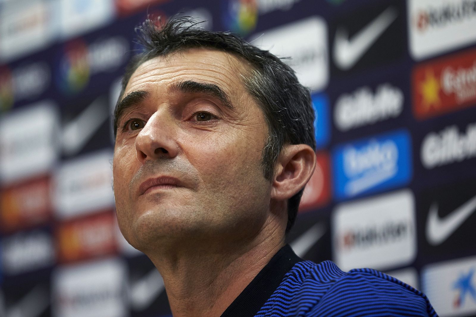El entrenador del Barcelona, Ernesto Valverde, durante la rueda de prensa.