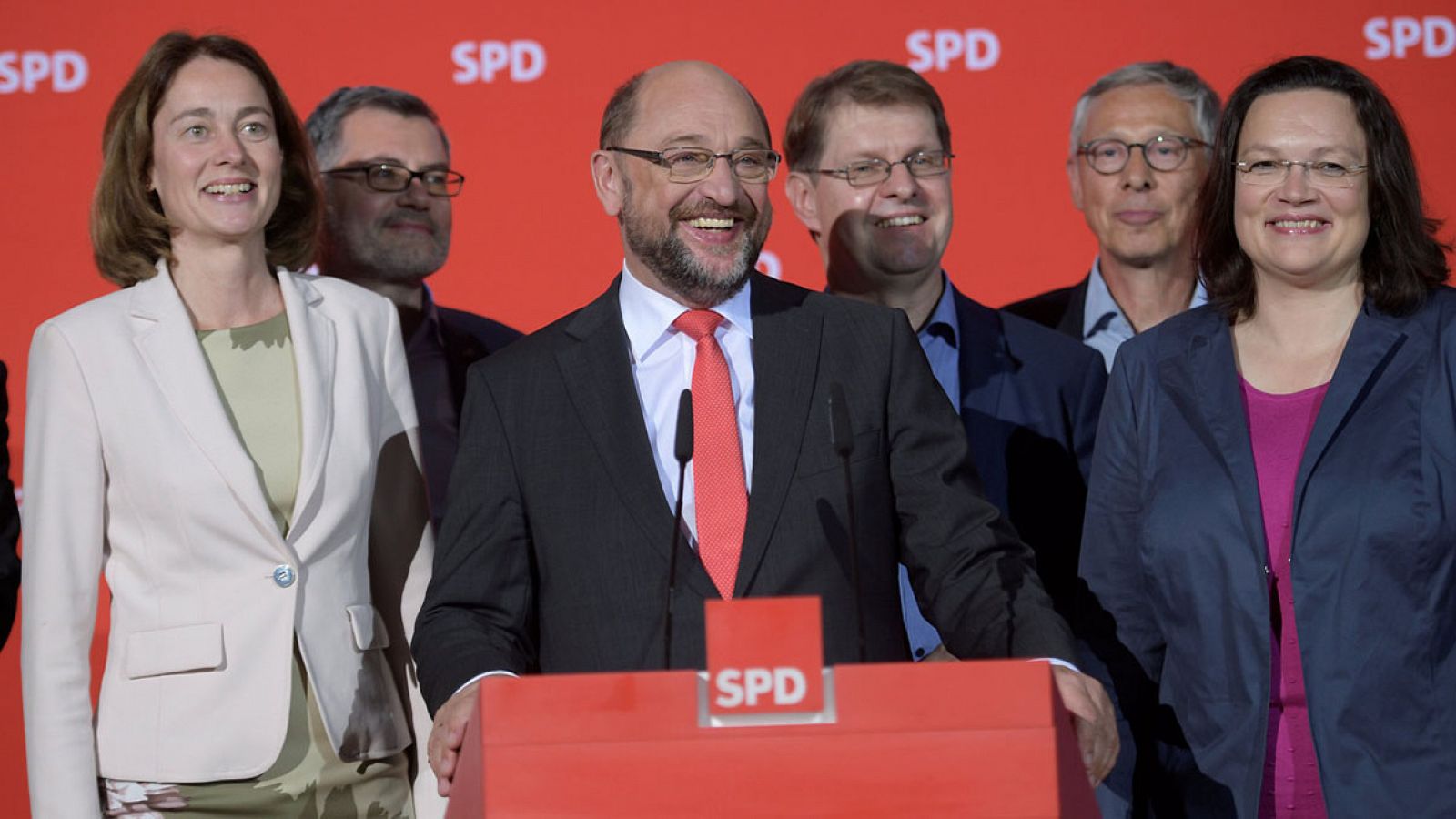 El líder del Partido Socialdemócrata alemán (SPD), Martin Schulz, reacciona a los resultados de su partido en las elecciones de Baja Sajonia