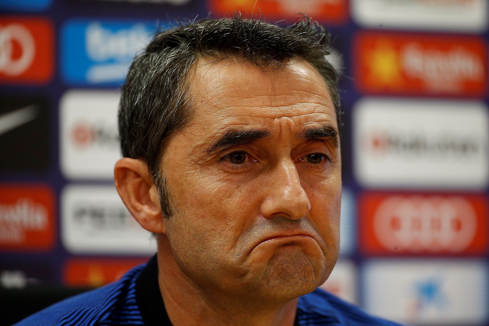 El entrenador del Barcelona, Ernesto Valverde, durante la rueda de prensa.